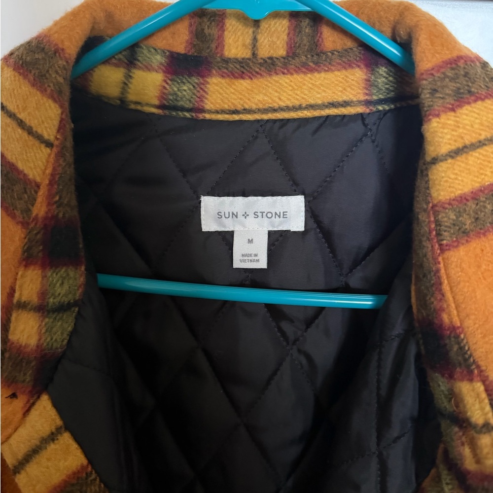 Sun + Stone Orange Plaid Shirt Jacket - Picture 2 of 2